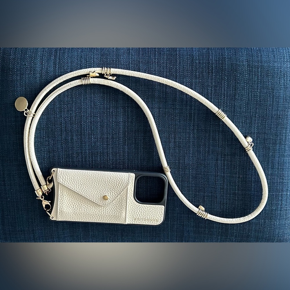 Bandolier - Cream Crossbody Phone Case with Strap - iPhone 15 pro max